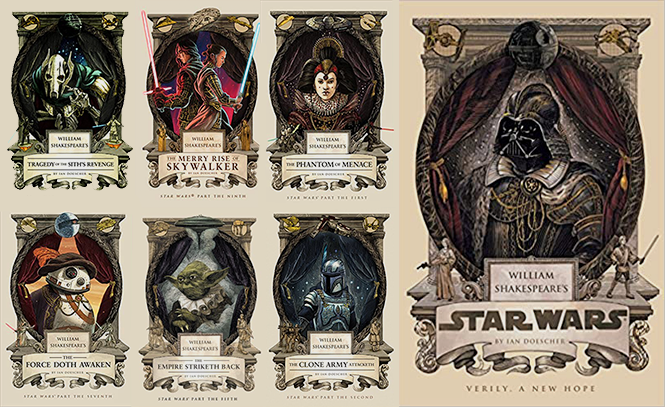 Abbildung der Schmuckausgaben der Star-Wars-Romane: Ian Doescher hat diese Mischung aus Shakespeare und Star Wars geschaffen. 